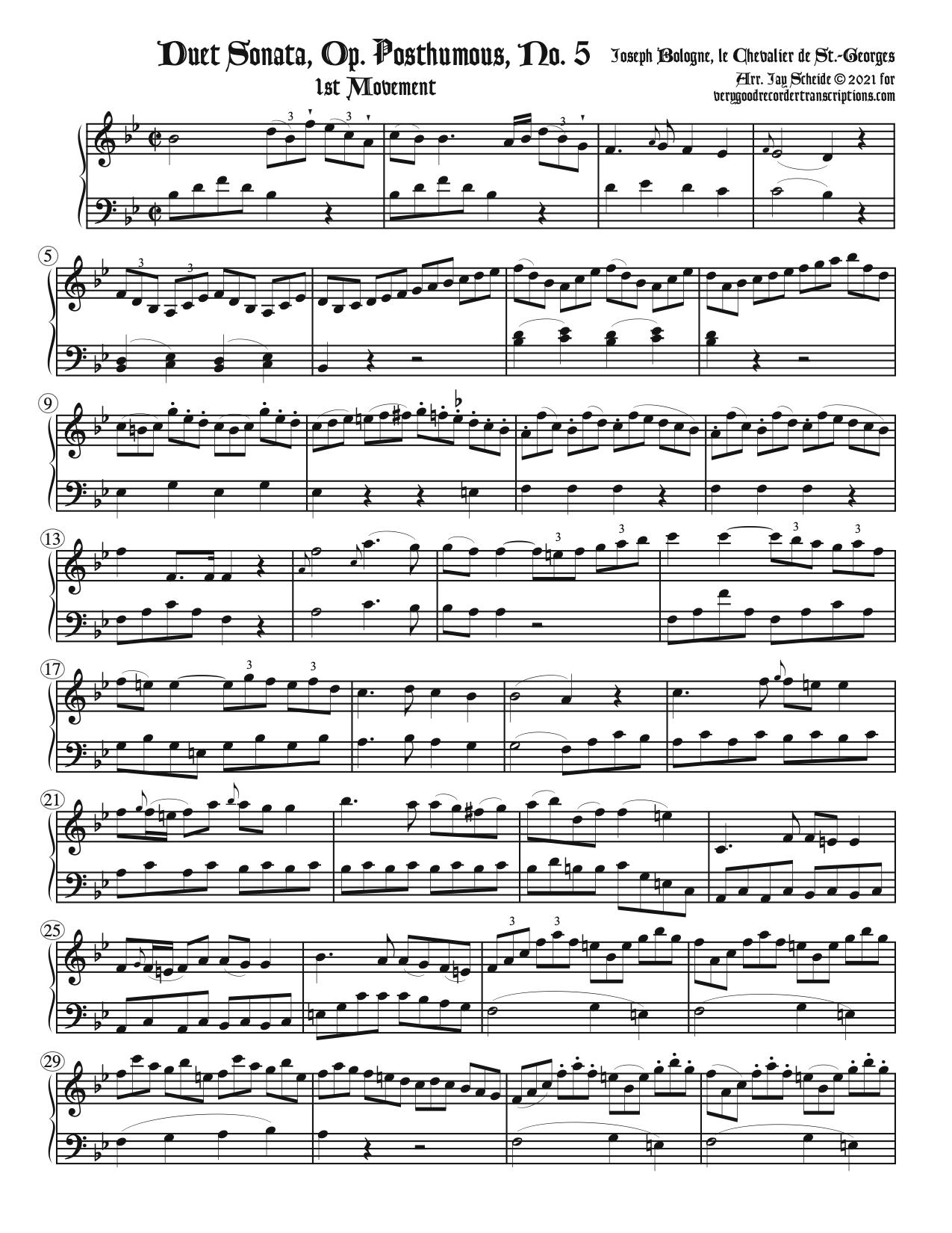 Duet Sonata Op. Posthumous No. 5