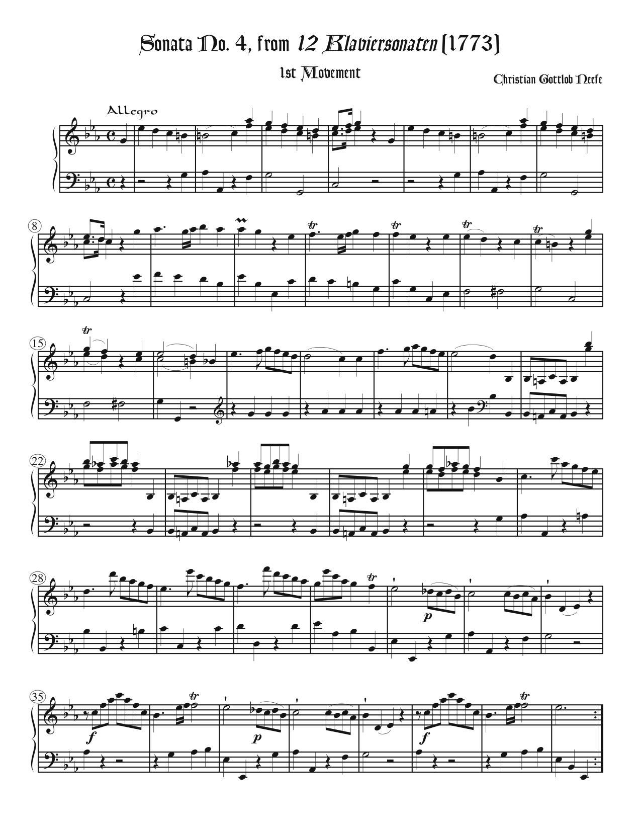 No. 4 from *12 Sonaten* (1773)