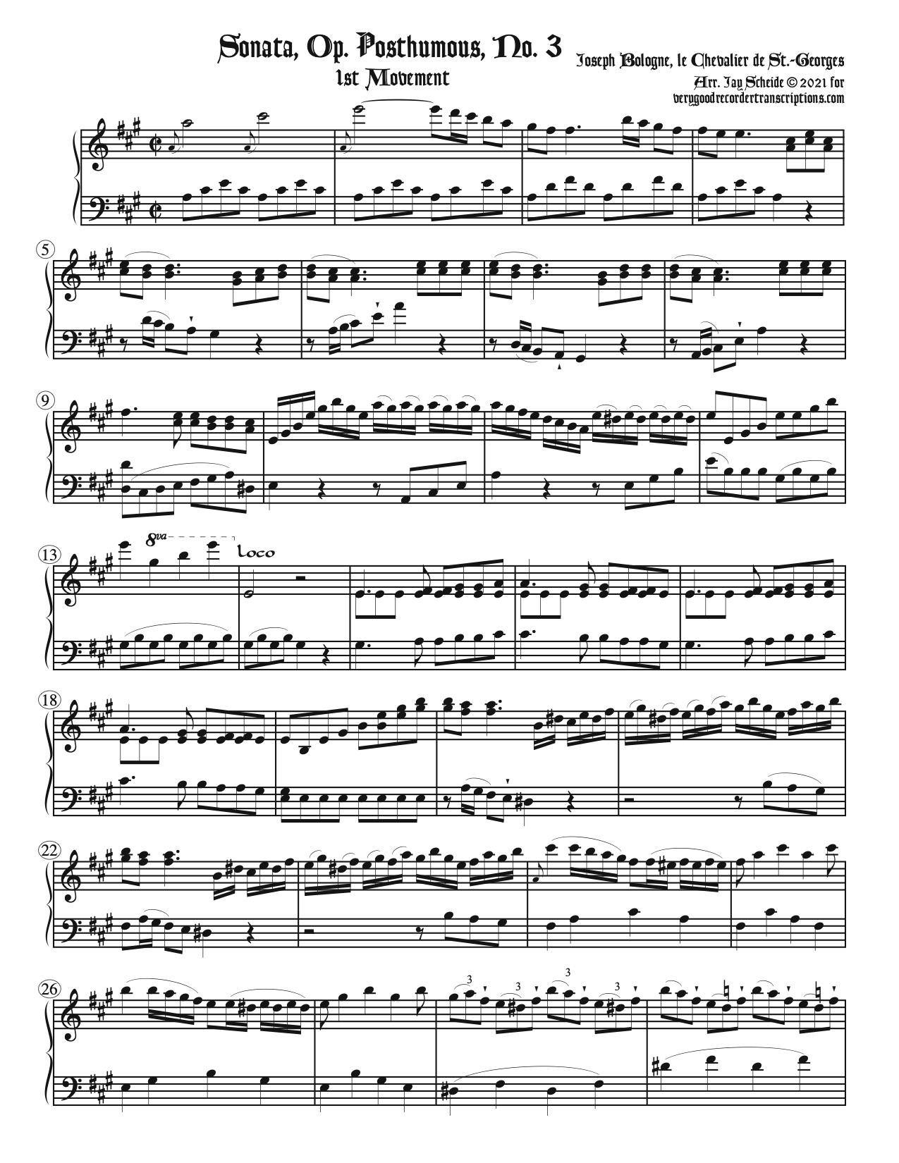 Duet Sonata Op. Posthumous No. 3