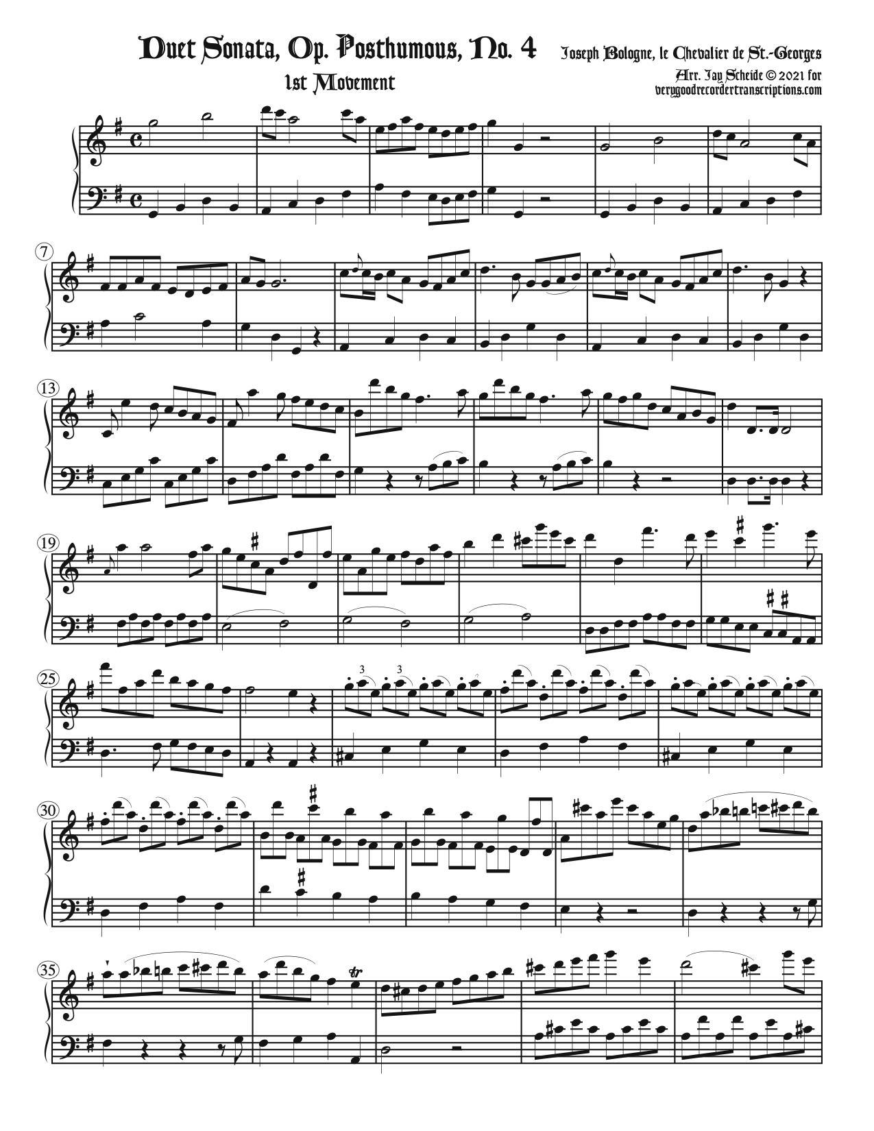 Duet Sonata Op. Posthumous No. 4