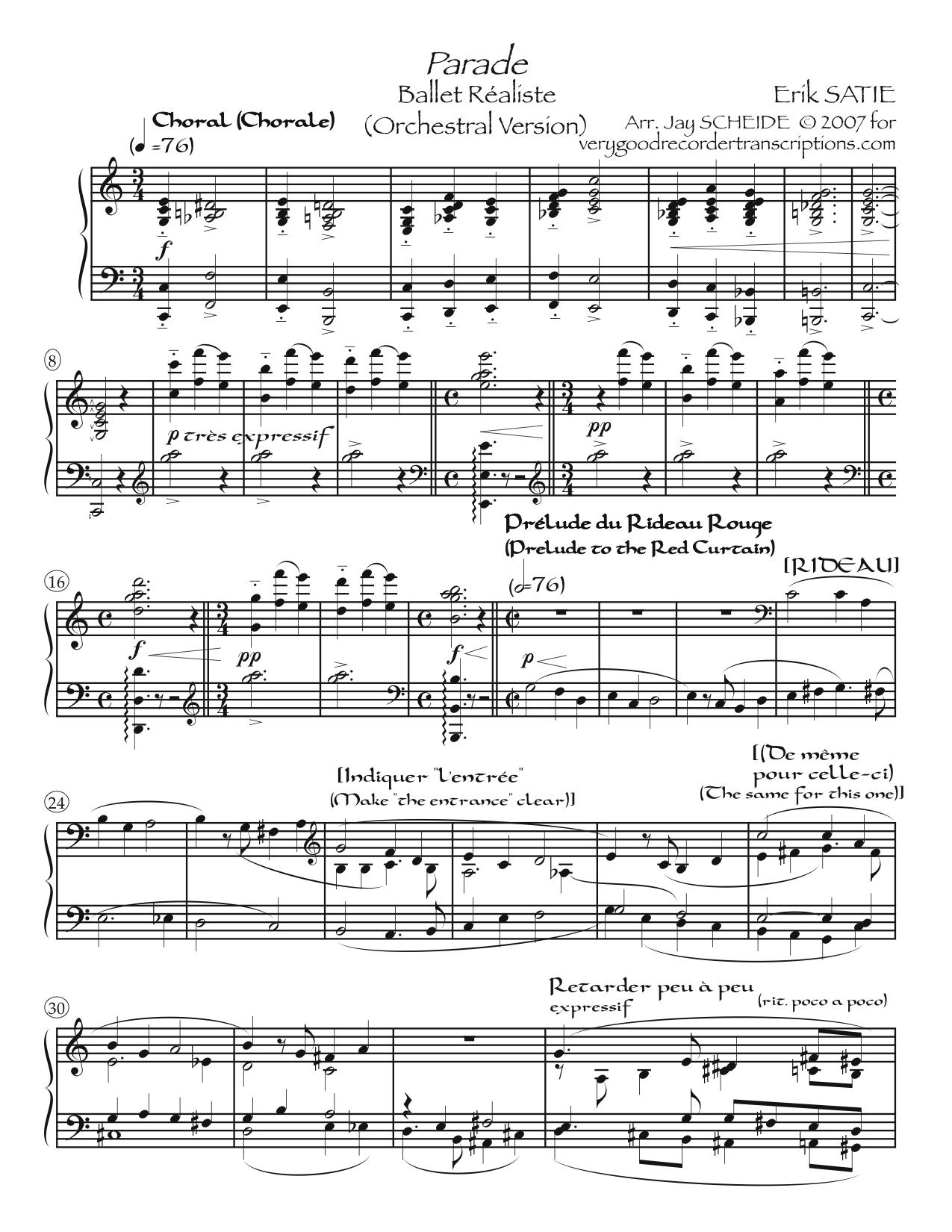 *Parade*, Ballet réaliste (Orchestral version)